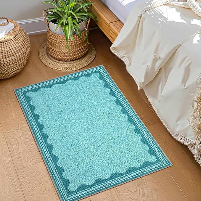 GarveeHome Scalloped Teal 2.5x8 Runner Rug - Image 5