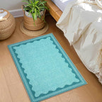 GarveeHome Scalloped Teal Door Mat Indoor Rugs - Image 2