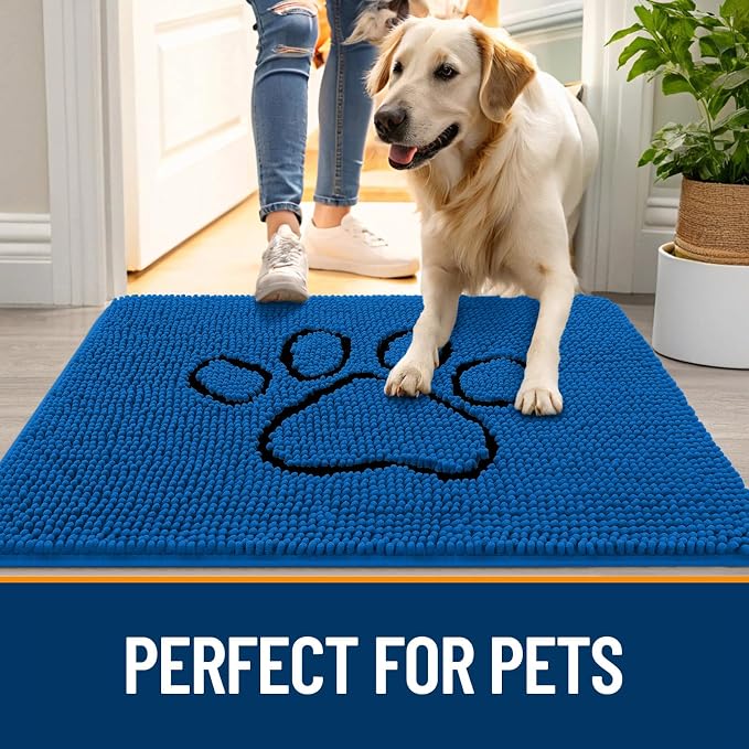OLANLY Dog Door Mat for Muddy Paws 36x24, Paw Print Design, Absorbs Moisture - Image 6