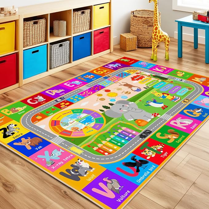 Pionblank Kids Area Rug for Bedroom Preschool, 4x5 Educational Playmat for - Image 3