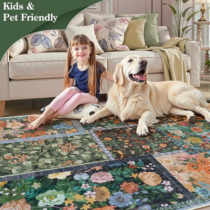 LIVEBOX 2x6 Brown Runner Rug for Hallways, Patchwork Area Rug Washable Runner - Image 7