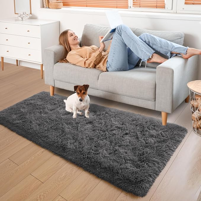 YJ.GWL Fluffy Runner Rugs for Bedroom Living Room Soft Shag Rug 2x6 Feet - Image 4