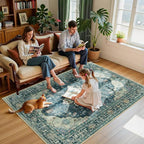 RELEANY Area Rugs 5'x7' Washable Non-Slip, Floral Vintage Distress Medallion - Image 3