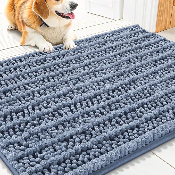 Smiry Dog Door Mat for Muddy Paws 30x20, Absorbent Dirt Trapper, Non-Slip by Smiry