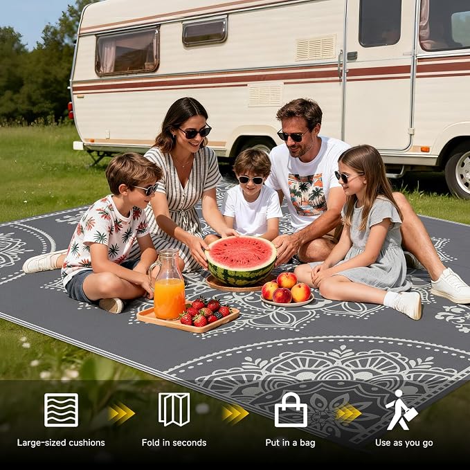 Pauwer Waterproof Outdoor Rug 6x9, Reversible Plastic Straw Patio Camping Rug - Image 5