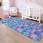 Purple Rainbow Rug for Girls Bedroom Bedside Runner 3x10 Ft, Soft Fluffy Rugs by TENNOLA