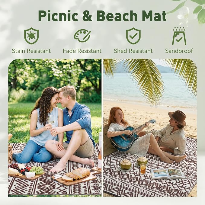 MontVoo Outdoor Rug Carpet Waterproof 5x8 Outdoor Patio Rug Mat Reverisble - Image 5