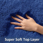 Ophanie Small Rug Washable Non Slip Throw Bedside Area Rugs, Fluffy Soft Blue - Image 2