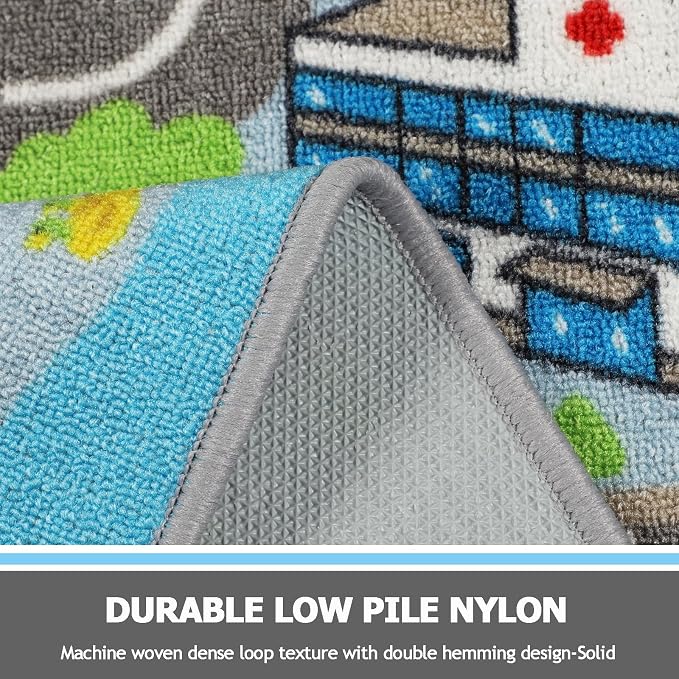 Capslpad Sky Blue Car Road Kid Rug Carpet Playmat - Image 4