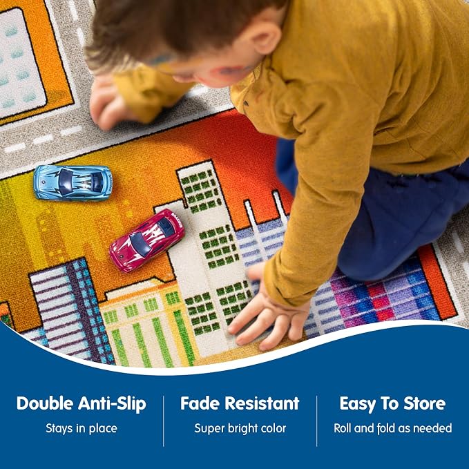 Booooom Jackson Kids Car Rug Play Mat 60x32 inches, Car Mat, Non Slip Kids Rug - Image 3