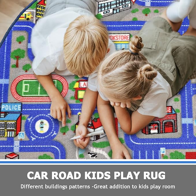 Capslpad Blue Car Road Kid Rug Carpet Playmat - Image 6
