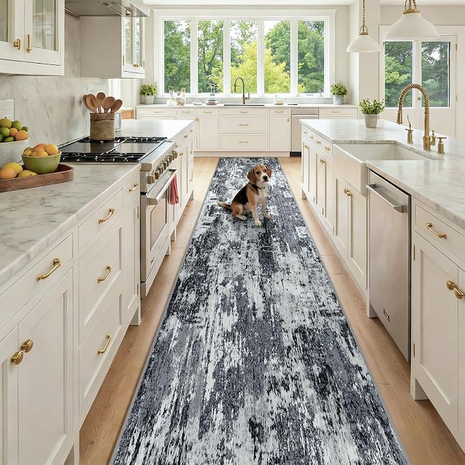 RELEANY Washable Area Rugs 2'6"x14 Non-Slip Modern Abstract Soft by RELEANY