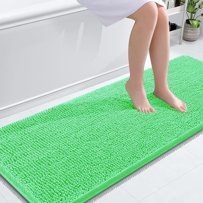OLANLY Bathroom Runner Rugs 59x24, Soft Absorbent Chenille Bath Rugs, Rubber by OLANLY