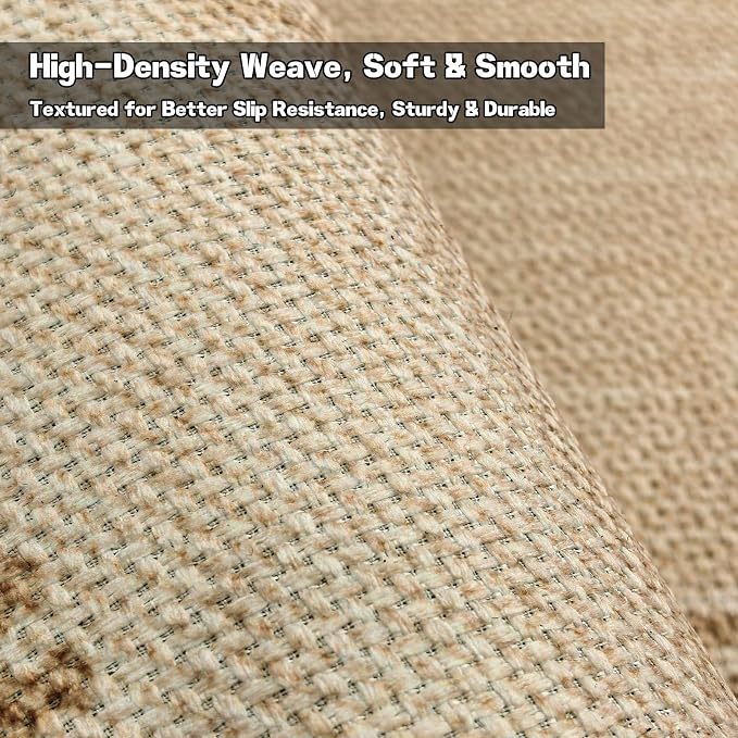Faux Linen Washable Runner Rug: Water Absorbent Surface Non-Slip Rubber Bottom - Image 4