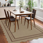 Scalloped 5x7 Rug for Living Room, Easy Jute Washable Outdoor Patio Carpet - Image 8