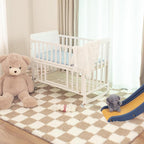 Super Soft Rug for Bedroom, 8x10 Ft Beige and White Area Rug Classic Checkered - Image 5