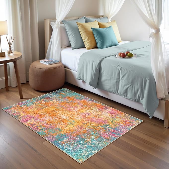 RELEANY Washable Area Rugs 3'x5' Non-Slip Modern Abstract Soft - Image 8