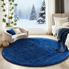 Ophanie Round Rug 5Ft Blue Circle Area Rug, Boys Room Decor, Fluffy Fuzzy - Image 5