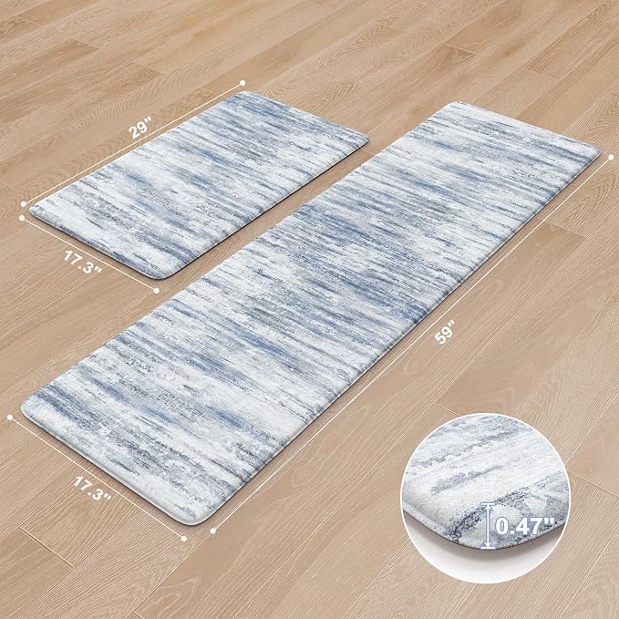 KIMODE Kitchen Mats for Floor, Abstract Kitchen Rugs Sets of 2, Anti Fatigue - Image 3