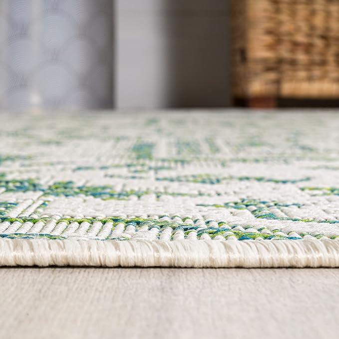 JONATHAN Y Boho Medallion Indoor Outdoor Area Rug 3X5 Green/Cream, Estrella - Image 7