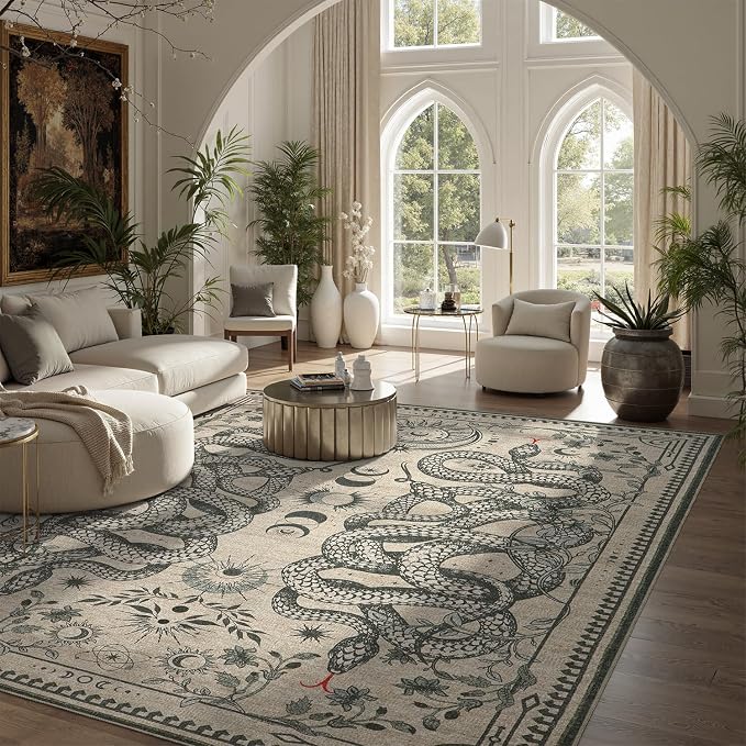 DCX Washable 5x7 Snake Rug, Soft Low Pile Carpet, Kid & Pet Friendly - Image 2