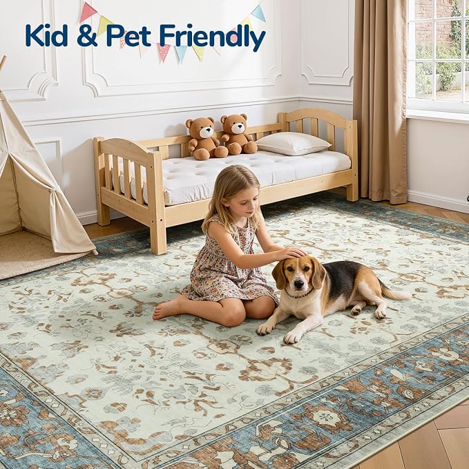 Lessymo Washable Area Rug for Living Room, 9x12 Large Rugs - Image 4