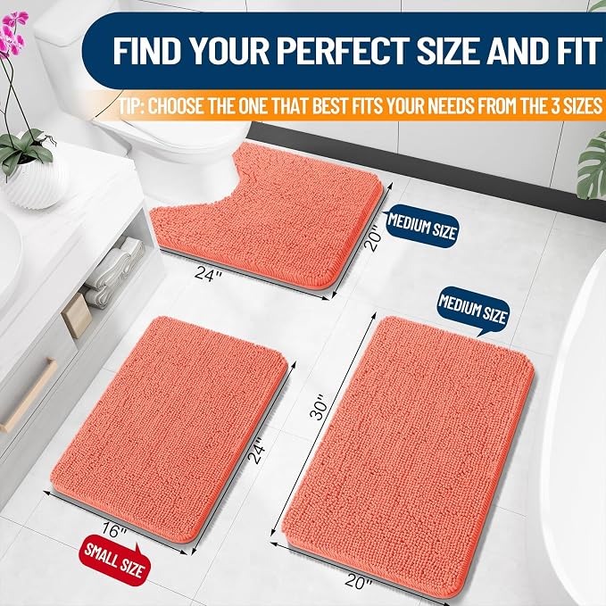OLANLY Small Bathroom Rugs 24x16, Extra Soft Absorbent Chenille Bath Rugs - Image 2