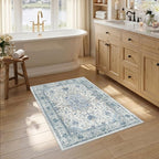 RELEANY Area Rugs Small 2'6"x4' Washable Non-Slip, Floral Vintage Distress by RELEANY