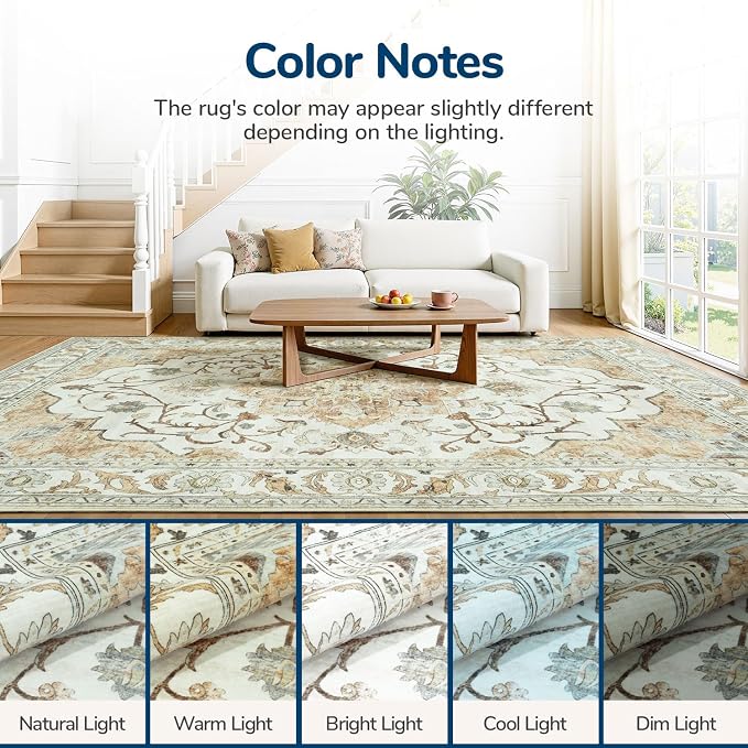 Lessymo Washable Area Rug for Living Room, 9x12 Large Rugs - Image 9
