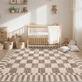 GarveeHome Brown Checkered Rug 4×6 Area Rugs by GarveeHome