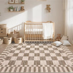 GarveeHome Brown Checkered Rug, Washable 3x5 Rug Geometric Tan Brown Print Non - Image 9