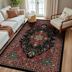 RELEANY Area Rugs 5'x8' Washable Non-Slip, Floral Vintage Distress Medallion by RELEANY