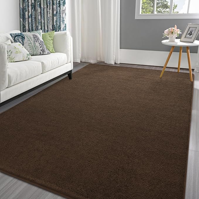 Pettop 4x6 ft Brown Area Rugs for Bedroom Living Room, Washable Memory Foam by Pettop