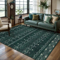 SERISSA 4x6 Area Rugs for Living Room, Washable Non-Slip Dark Green Boho Rug by SERISSAHomeDecorCollection
