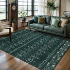 SERISSA 4x6 Area Rugs for Living Room, Washable Non-Slip Dark Green Boho Rug by SERISSAHomeDecorCollection