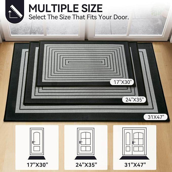 Front Door Mat 17''x30'', Absorbent Dirt Resist Washable Non Slip Low-Profile - Image 2
