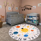 Round ABC Space Kids Rugs, 5.2 ft Non-Slip Solar System Alphabet Rugs, Washable - Image 5