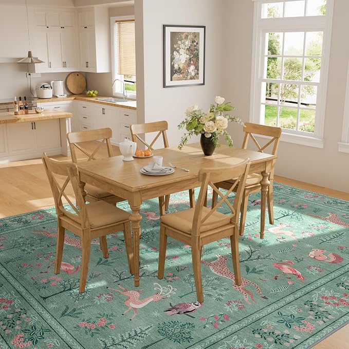 DUKINO 5x7 Rug, Washable Animal Living Room Rug - Image 7