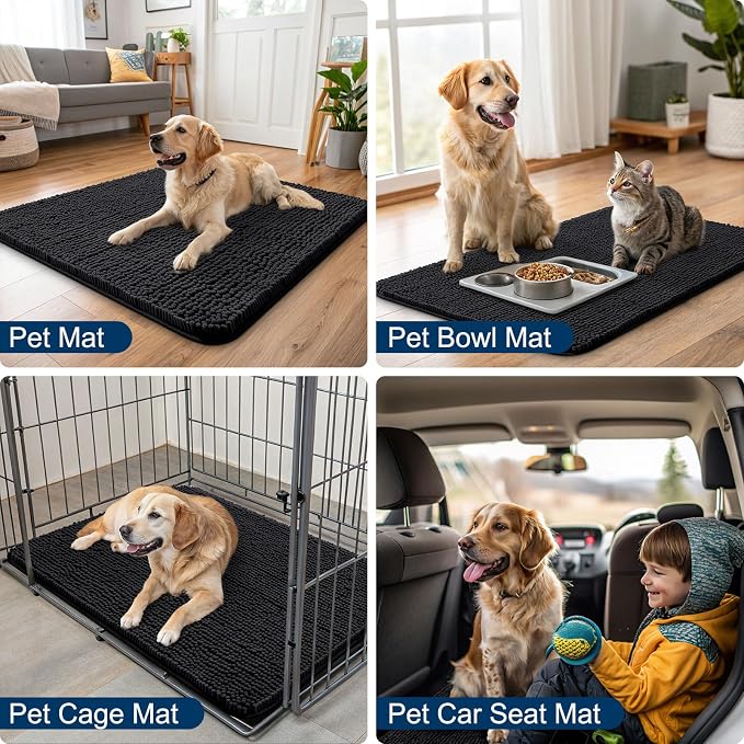 Smiry Dog Door Mat for Muddy Paws 47x24, Absorbent Dirt Trapper, Non-Slip - Image 6