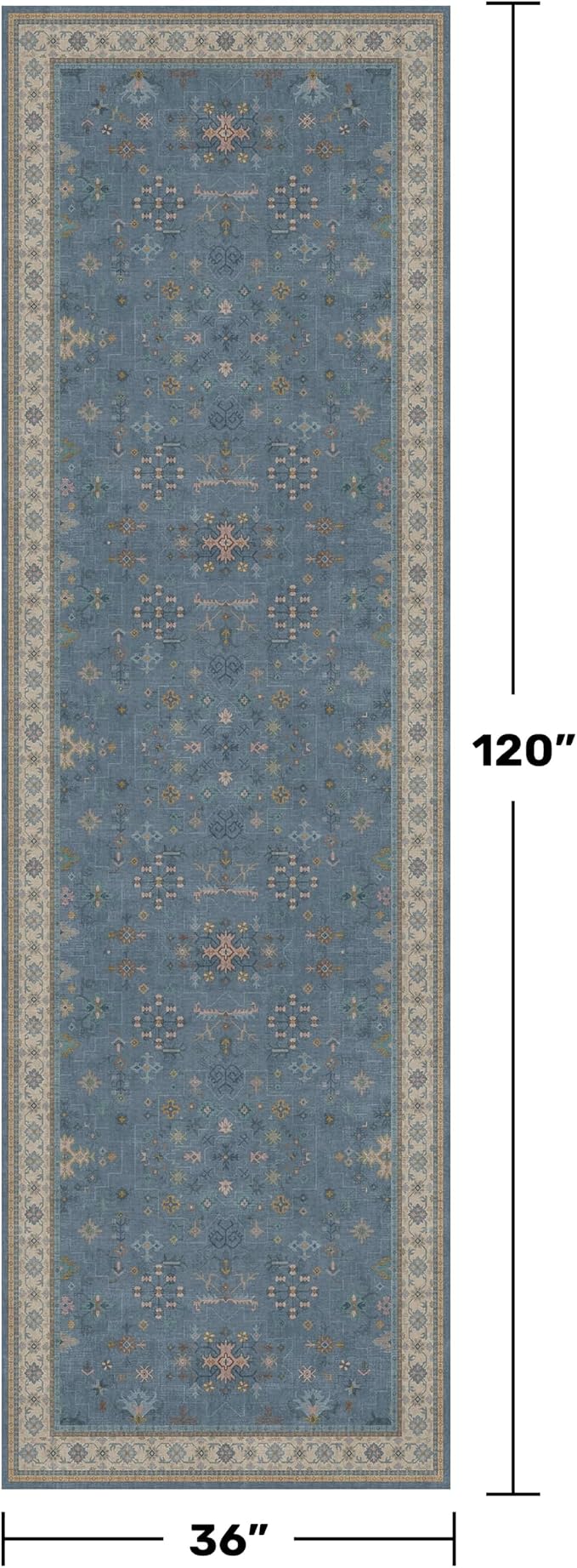 Hazo Haus Washable 10ft Long Hallway Runner Rug Blue - Image 2