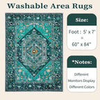 SERISSA Boho Area Rug 5x7 Teal, Washable Large Rugs - Image 6