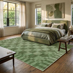 GarveeHome Moss Green Checkered Rug 5×7 Area Rugs - Image 3