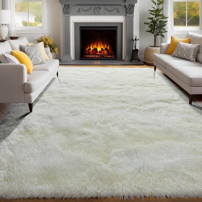 PAGISOFE Ultra Soft Area Rugs for Living Room 6x9 Ft, Cream White Soft Fuzzy - Image 5