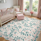 DCX Pink Botanical 5x7 Rug, Machine Washable Non Slip Stain Resistant Carpet - Image 9