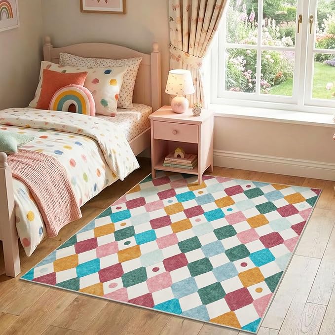 jinchan Macy Area Rug for Kids Room 6'x6' Square Rug Modern Colorful Nursery - Image 7