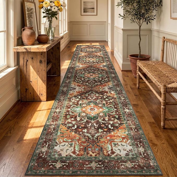 Yamaziot Washable Runner Rug, 3x14 Non-Slip Boho Vintage Hallway Rug Runner by Yamaziot