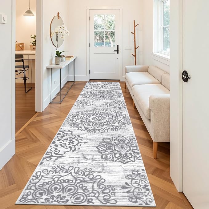 HEBE Hallway Runner Rug 3'x14' Washable Vintage Distressed Area Rugs Non Slip by HEBE