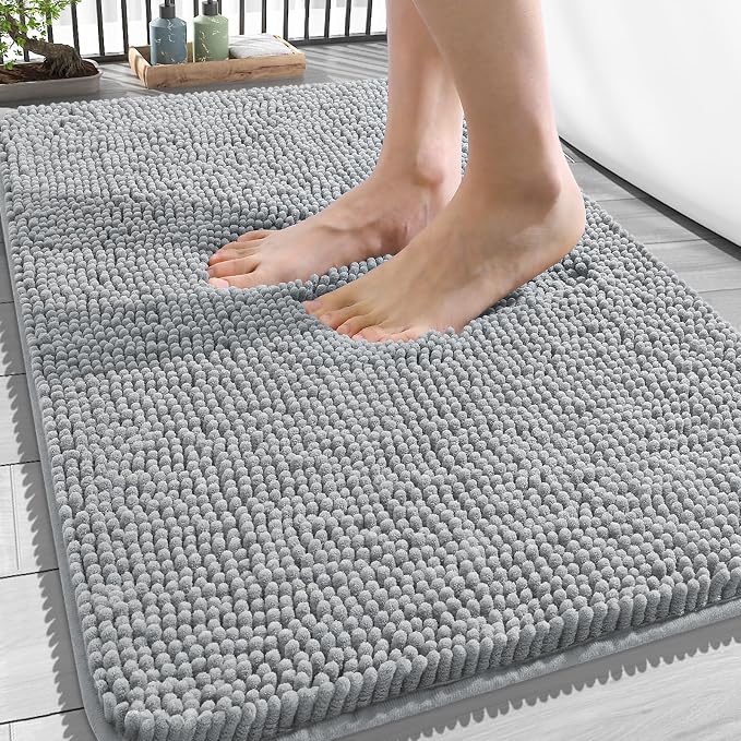 OLANLY Bathroom Rugs 34x21, Extra Soft Absorbent Chenille Bath Rugs, Rubber by OLANLY