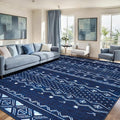 SERISSA 8x10 Area Rugs for Living Room, Washable Non-Slip Blue and White Boho by SERISSAHomeDecorCollection