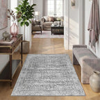 Latte&Fog 4x6 Rugs for Living Room, Vintage Washable Grey Area Rug for Bedroom - Image 3